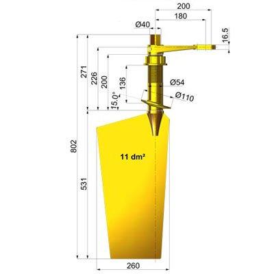 Italian Propellers TNI40200-11 V Nibral Rudders